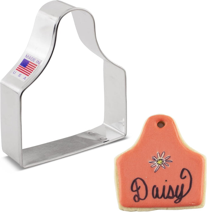 Ann Clark Cow Sheep Animal Ear Tag Cookie Cutter, 3.25" Gift and Present tag