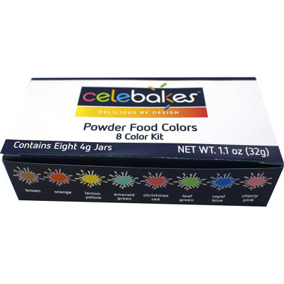 Celebakes Powdered Food Color Kit, 1.1 oz. - 8 color set 4g jars