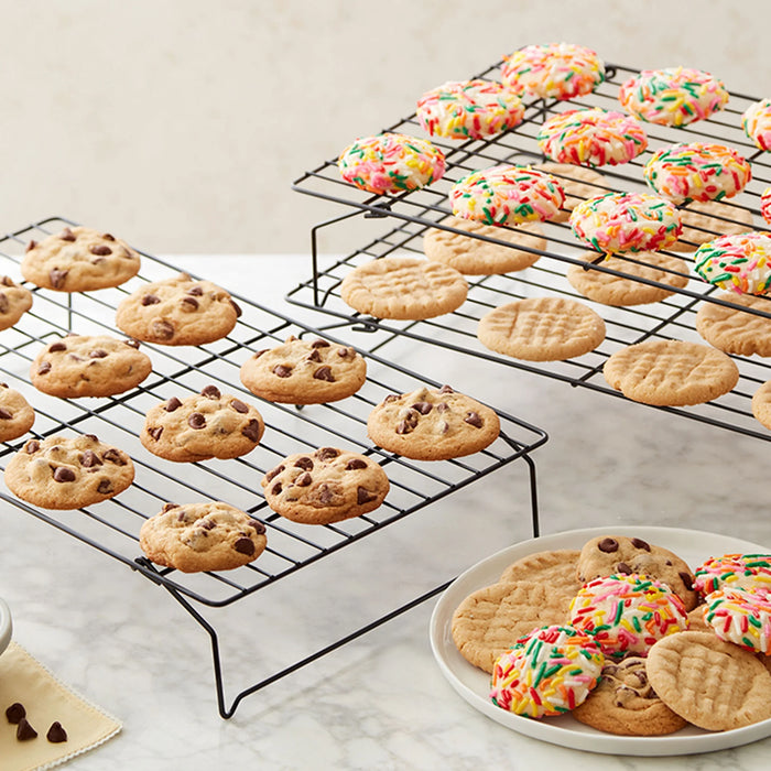 Wilton Ultra Non-Stick 3-Tier Cooling Rack 15" x 9" 3Foldable Stackable Cooling Grid Baking Rack for Cookies and Cakes
