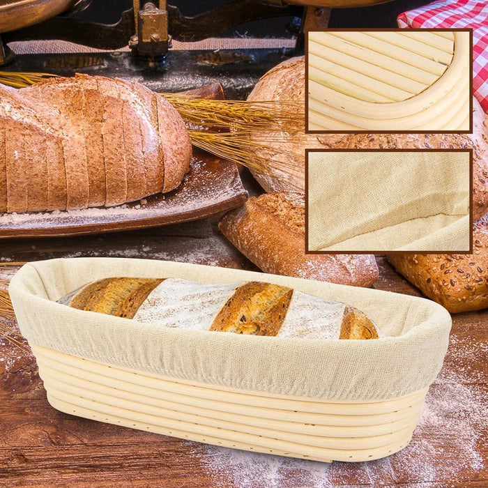 Bread Proofing Basket 11 inch Oval Shaped Dough Proofing Bowl w/Liners Perfect for Professional & Home Sourdough Bread Baking