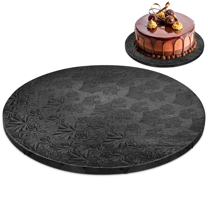 14" Round Black Foil Cake Board Drum