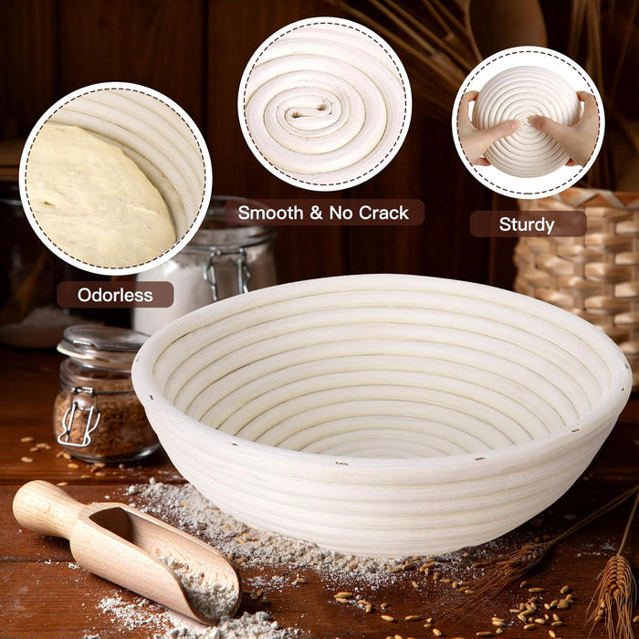 Bread Proofing Basket 8 inch Round Shaped Dough Proofing Bowl w/Liners Perfect for Professional & Home Sourdough Bread Baking