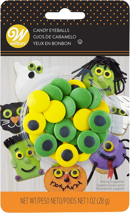 Wilton Halloween Spooky Candy Eyeballs, 1 oz Green Yellow