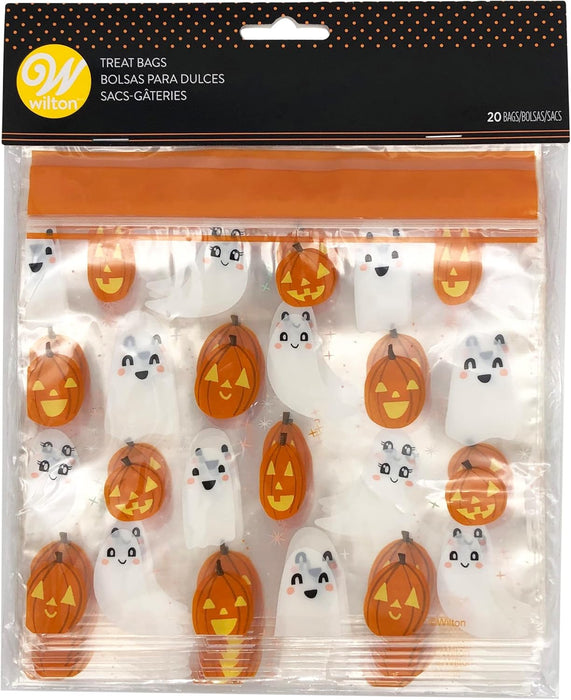 Wilton Happy Halloween Ghosts Pumpkins Reseal Bags, 20-Count