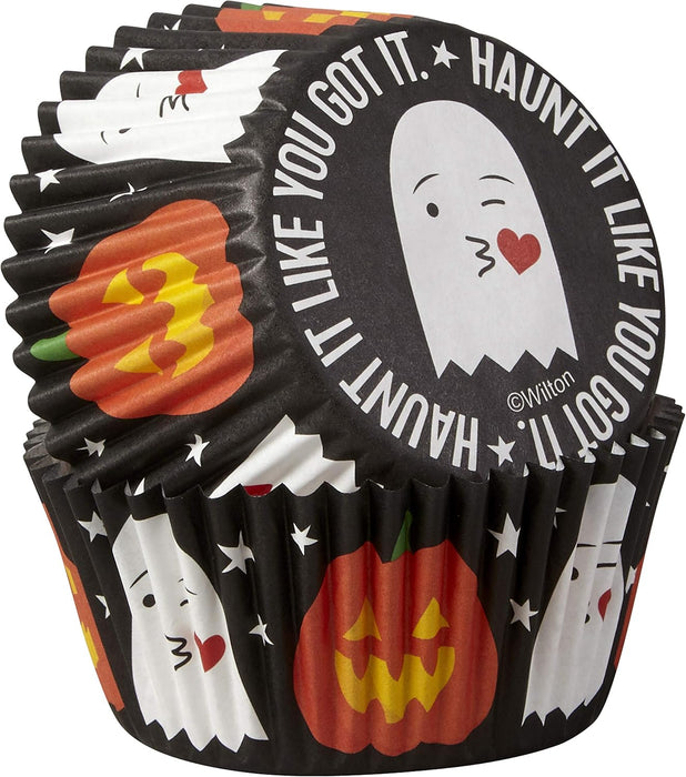 Wilton Standard Baking Cups-Emoji Ghost & Pumpkin 75/Pkg