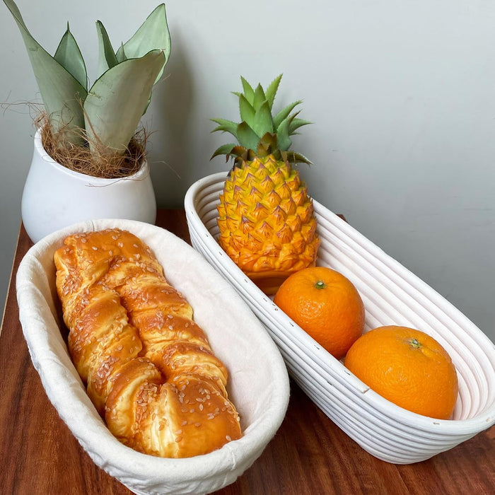 Bread Proofing Basket 14 inch Oval Shaped Dough Proofing Bowl w/Liners Perfect for Professional & Home Sourdough Bread Baking