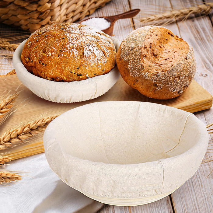 Bread Proofing Basket 8 inch Round Shaped Dough Proofing Bowl w/Liners Perfect for Professional & Home Sourdough Bread Baking