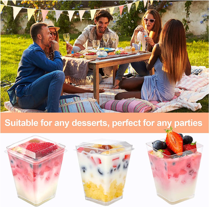 5 oz Plastic Dessert Cups with Lids Parfait Cups with Lids Appetizer Cups for Party Mini Dessert Cups with Spoons