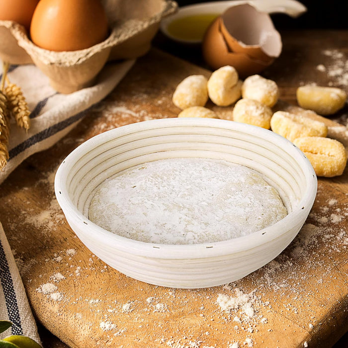 Bread Proofing Basket 8 inch Round Shaped Dough Proofing Bowl w/Liners Perfect for Professional & Home Sourdough Bread Baking