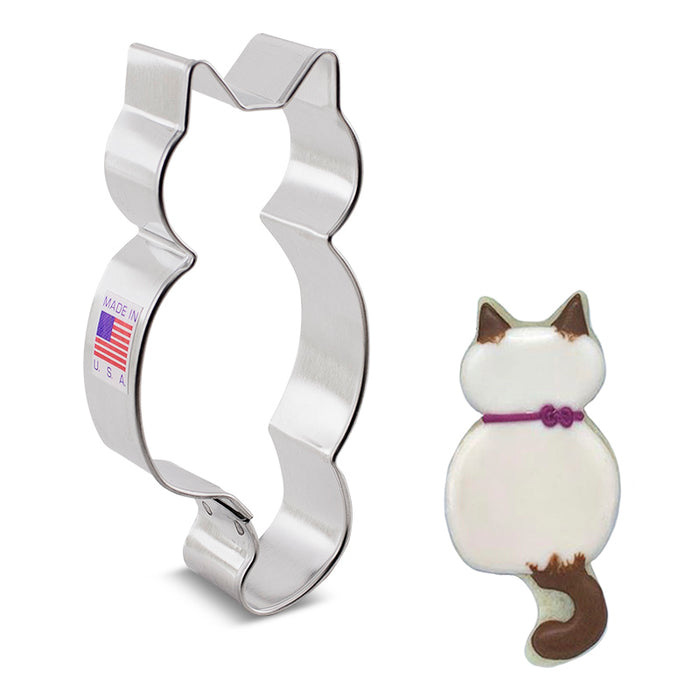 Ann Clark Cute Kitty Cat Cookie Cutter 4" x 2 1/8" Long tail back view profile