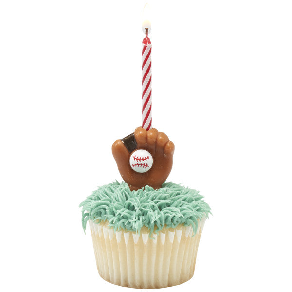Baseball Glove Candle Set – 6 Count toppers cakes or cupcakes