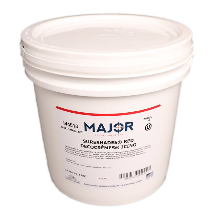 Major Bakery Solutions SureShades Red DecoCremes Buttercream Style Icing – Ready to Use – 1 lb.