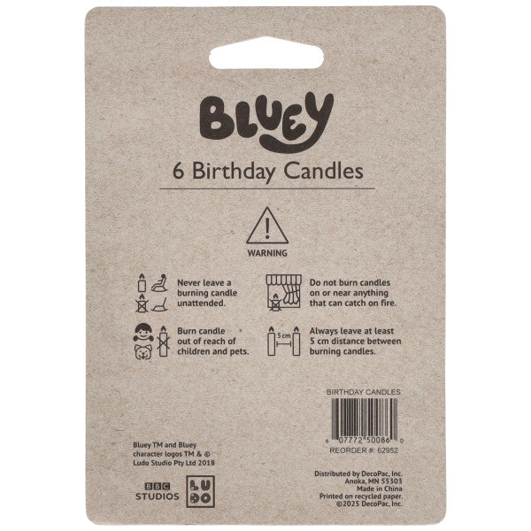 Bluey Birthday Candles 6 Count – Bluey and Bingo Character Cake Candles