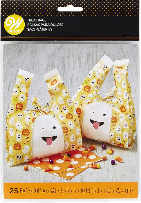 Wilton Shopper Treat Bags 25/Pkg, Emoji Ghost Halloween Treat Bags gifts