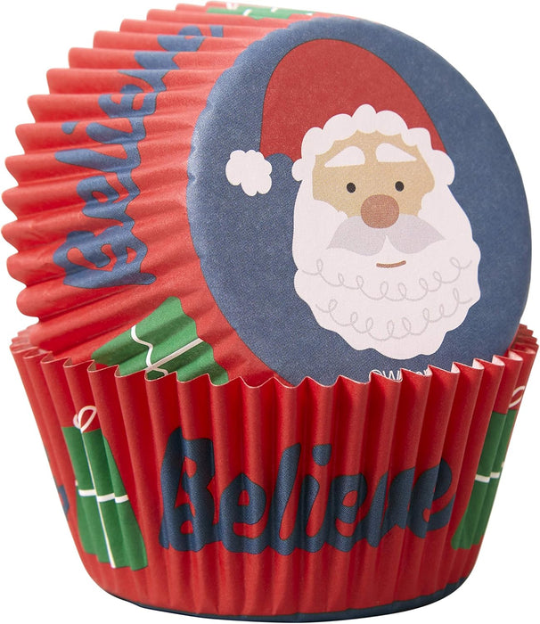 Wilton Festive Santa Claus Cupcake Liners, Pack of 75