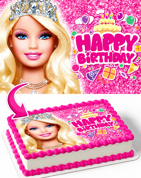 Barbie Edible Image topper - customize and personalized to your cake, cake pops, treats or cupcake