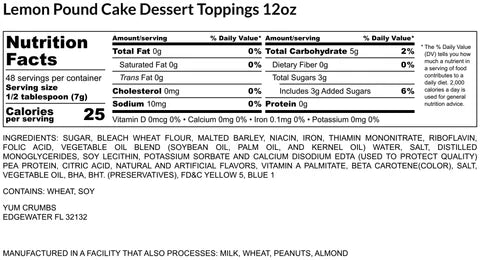 Yum Crumbs Dessert Toppings - Lemon Pound Cake