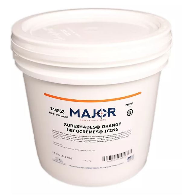 Major Homestyle Icing ORANGE 3 lb. Ready to Use Buttercreme Bakery Solutions DecoCremes