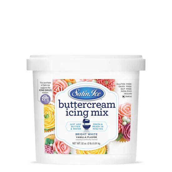 Satin Ice White Buttercream Icing Mix - 2lb. Pail Bucket
