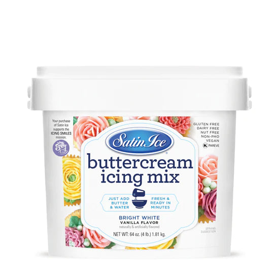 Satin Ice White Buttercream Icing Mix - 4lb. Pail Bucket