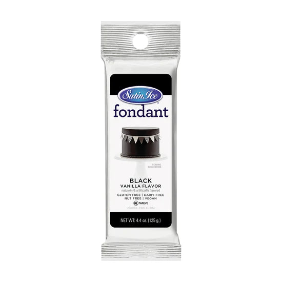 Satin Ice Black Vanilla Fondant - 4.4oz. Foil Package