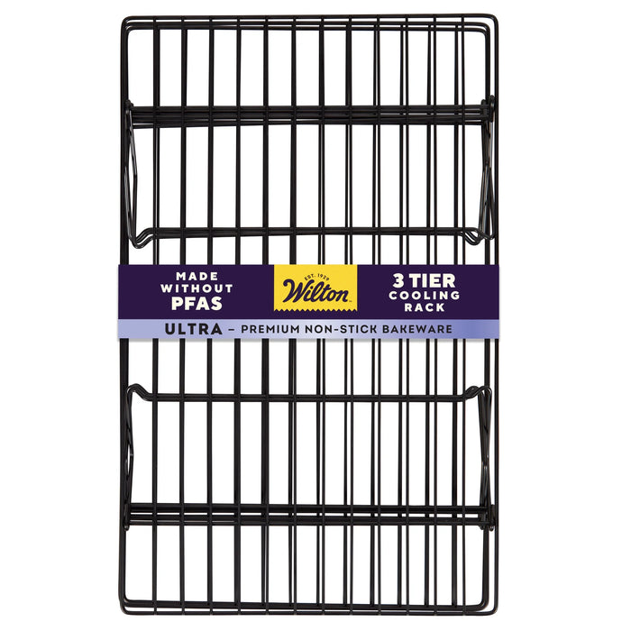 Wilton Ultra Non-Stick 3-Tier Cooling Rack 15" x 9" 3Foldable Stackable Cooling Grid Baking Rack for Cookies and Cakes