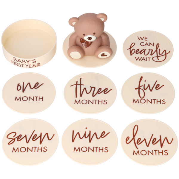 Bear First Birthday Cake Topper Set Decorating Set – Cute Baby's Beary set