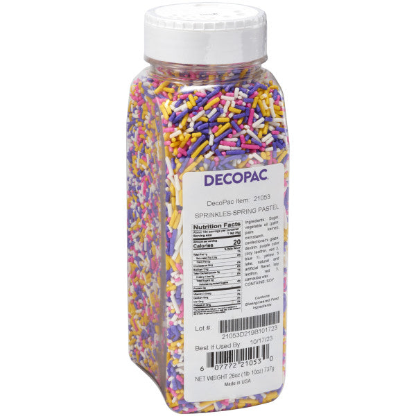 Rainbow Sprinkles Large 26oz Pack Sprinkle Mix, Spring Pastel Fancy Sprinkles for Cake Decorating, Handheld Container