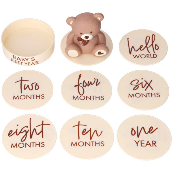 Bear First Birthday Cake Topper Set Decorating Set – Cute Baby's Beary set