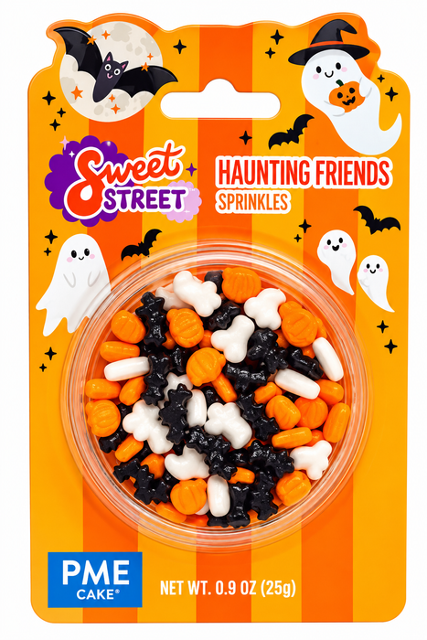 Halloween Pumpkin Bat & Ghost Shaped Sprinkles 0.9 oz – Orange Black White