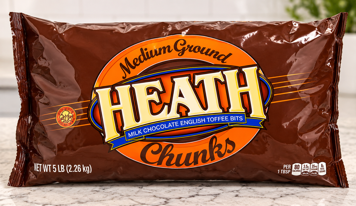 HEATH Milk Chocolate English Toffee Bits 5 lb Bulk Bag – Chocolate Covered Toffee Crunch for Baking, Ice Cream and Desserts