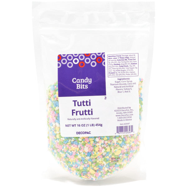 DecoPac Tutti Frutti Crushed Candy Bits, Sugar Decorations For Cakes, Toppings, Cupcakes, and Drinks | 16oz Pack