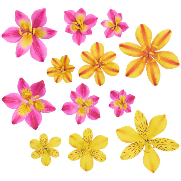 Bright Lilies Tropical Flower Assortment Gum Paste Spray - Select your style