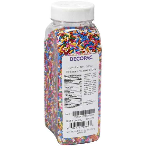 Bright Rainbow Large 26oz Pack Sprinkle Mix, Spring Pastel Fancy Sprinkles for Cake Decorating, Handheld Container