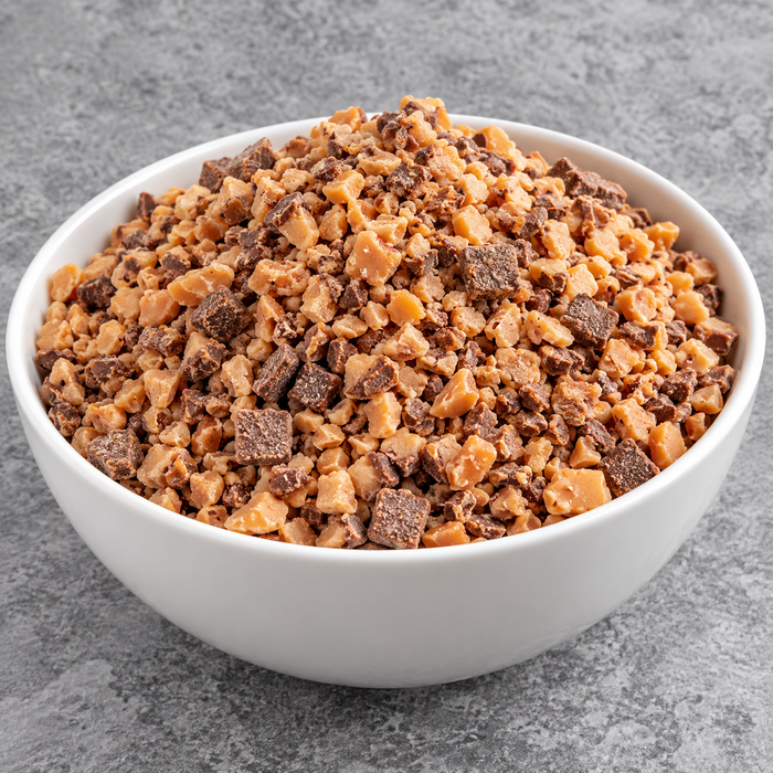 HEATH Milk Chocolate English Toffee Bits, 1 lb. (16 oz.). Medium-ground chocolate-covered toffee chunks candy