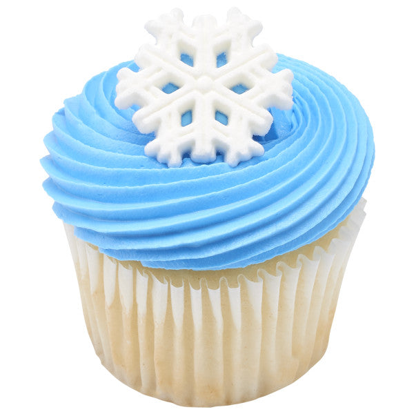 Snowflake Edible Toppers Decorations Cake and Cupcake 12 count