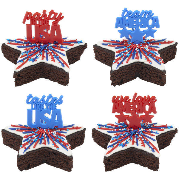Team Americal USA (Party in the, We love, Team, Tastes like.. the USA)  - 12 count cupcake and cake toppers