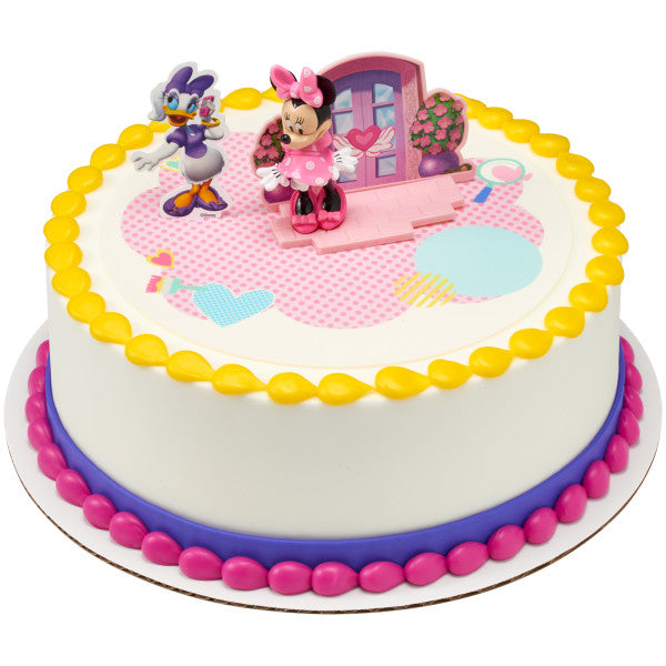 Disney Minnie Mouse Happy Helpers Cake Topper, 4-Piece Cake Decoration Set with Minnie Mouse And Daisy Duck