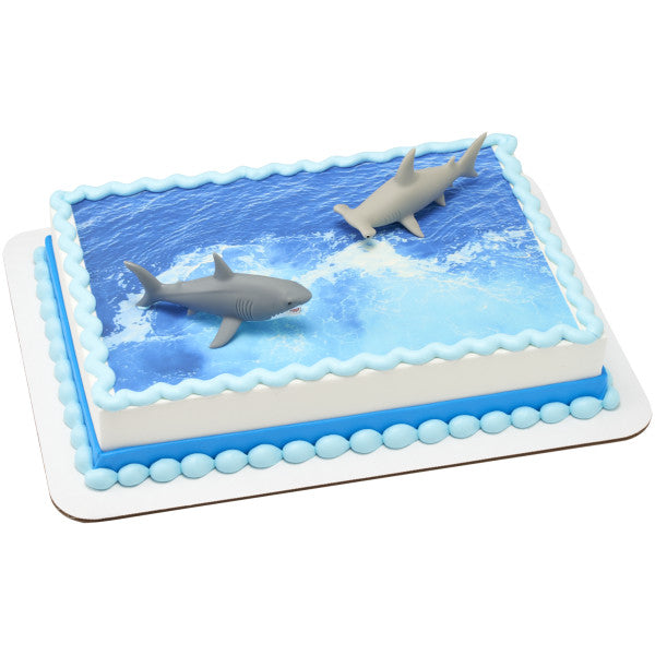 Shark Attack Hammer Head and Great White Cake Decorations Topper Set