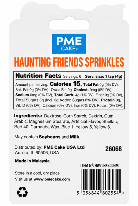 Halloween Pumpkin Bat & Ghost Shaped Sprinkles 0.9 oz – Orange Black White