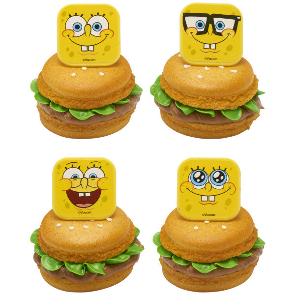 SpongeBob SquarePants Mood Faces Rings for Cupcakes and Cakes Toppers, 12 Pack