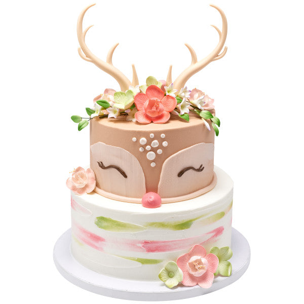 DEER ANTLERS CREATIONS Cake Topper for Birthdays and Parties 2-Pc