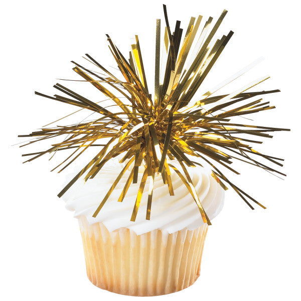 Gold Spray Mylar topper celebrate with congratulations Cupcake Cake Pics - set of 6