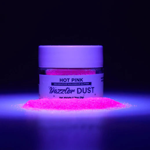 Halloween Glow In The Dark Dazzler Dust Holographic Glitter -Hot Pink