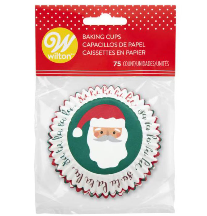 Wilton “Fa La La” Santa Claus Christmas Cupcake Liners – Holiday Baking Cups – 75 Count