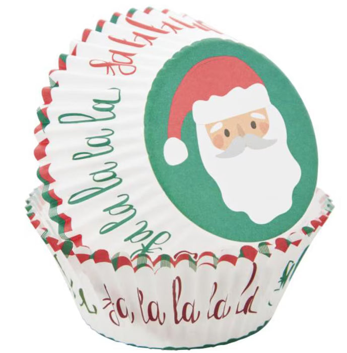 Wilton “Fa La La” Santa Claus Christmas Cupcake Liners – Holiday Baking Cups – 75 Count