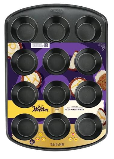 Wilton Gold Non-Stick 12-Cup Muffin Pan – PFAS-Free Cupcake Baking Pan