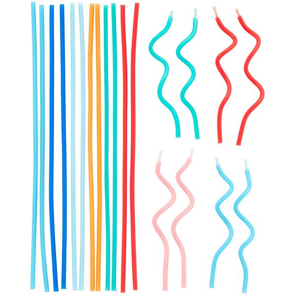 Wilton Blue, Orange, Teal and Red Straight and Curly Birthday Candles, 20-Count