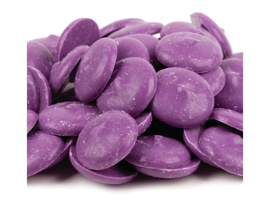 Merckens Purple Orchid Chocolate Flavored Candy Coating 25 LB pound case