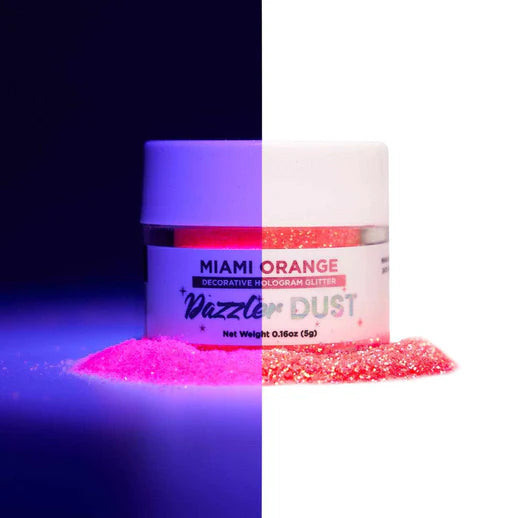 Halloween Glow In The Dark Dazzler Dust Holographic Glitter - Miami Orange